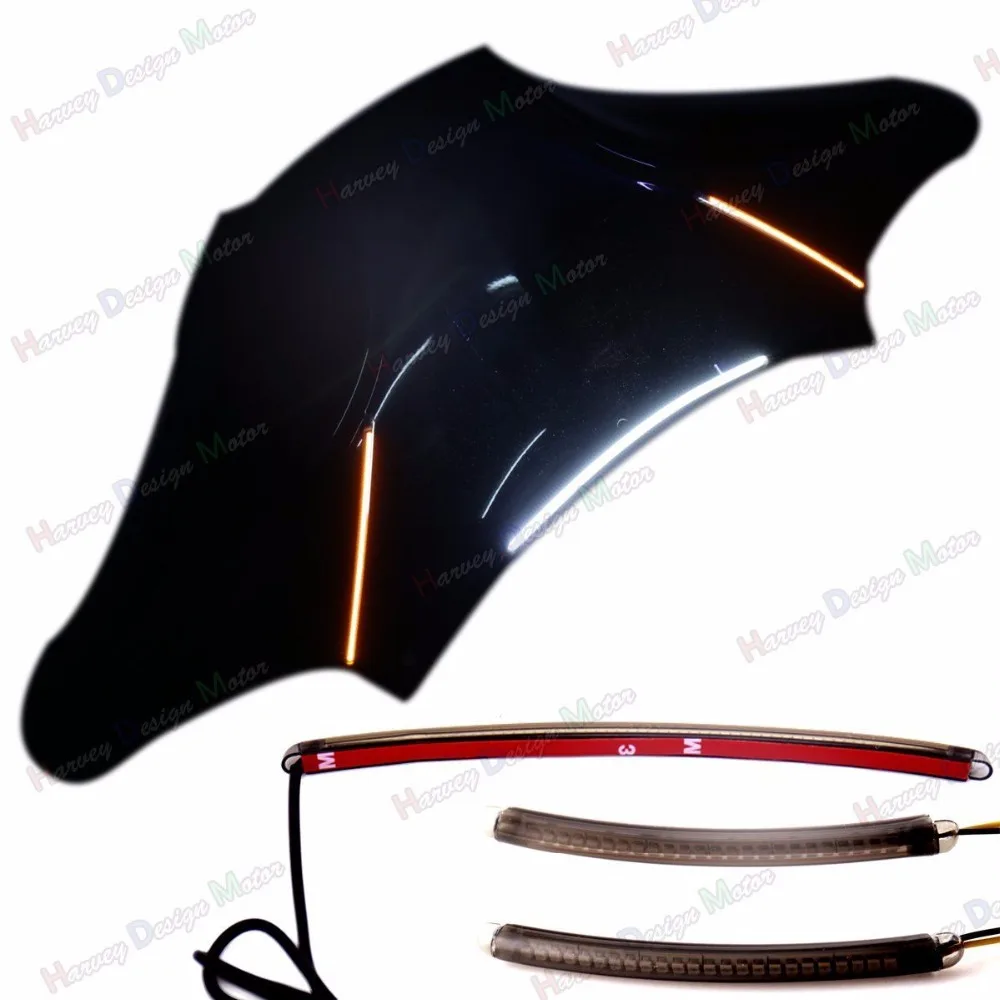 Smoked LED Faring 1X Daytime Running+2X Turn Signal Lights For Harley Street Glide FLHX FLHT Parts