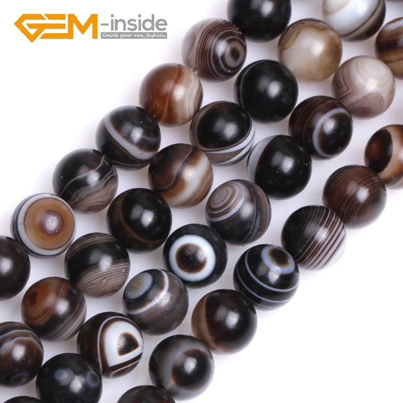 4MM-16MM Round Striped Tibetan Dzi Natural Sardonyx (Onyx) Agates Stone Beads For Jewelry Making Strand 15 Inches DIY GEM-inside