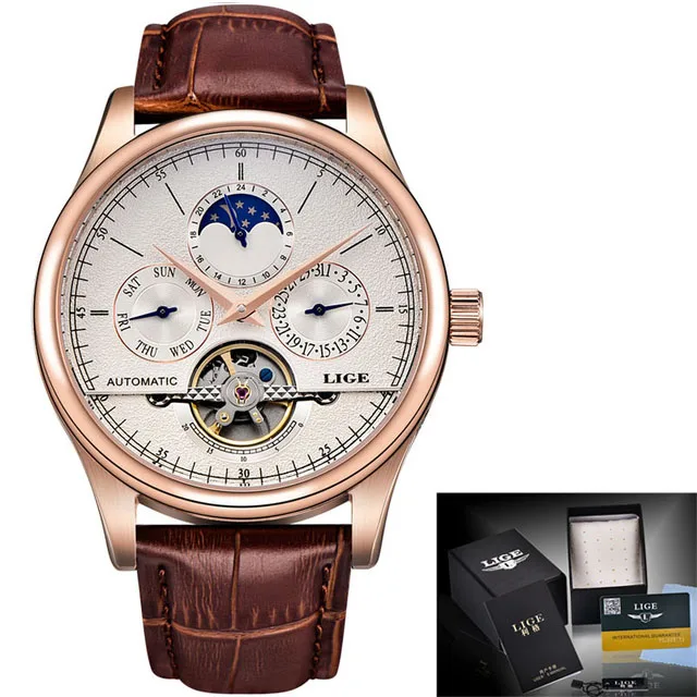 Men's Classic Retro Automatic Mechanical Watch, Leather Band