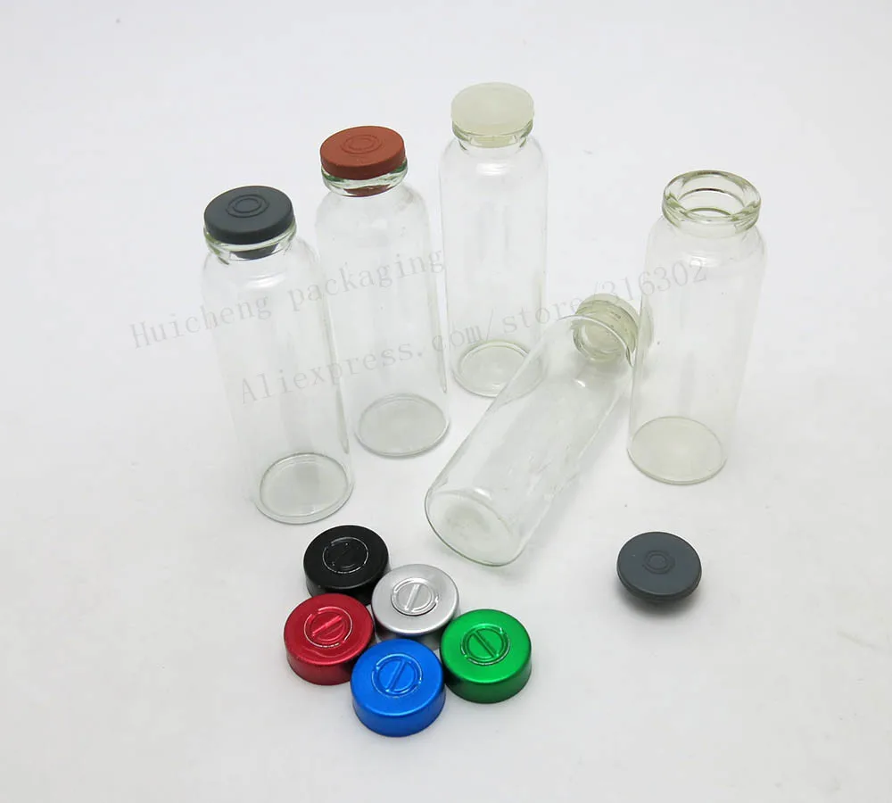 30 x 30ML Clear Injection Glass Vial with Aluminum Flip Cap 1oz Glass Empty Skin Care Medicine Glass Containers