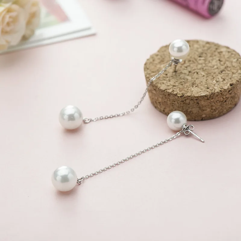 New 925 Silver Earrings Fashion Freshwater Pearl long Earrings Ladies Boutique Silver Jewelery