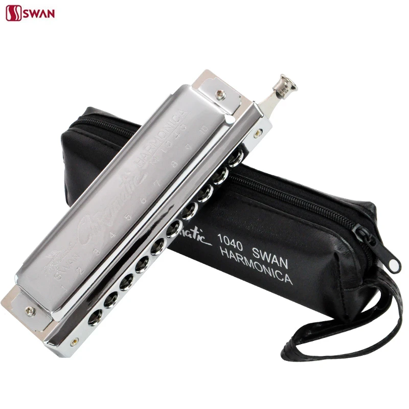 

SWAN Harmonica 10 Hole 40 Tone Chromatic Harp SW1040 woodwind musical Instrument mouth organ Blues send bag