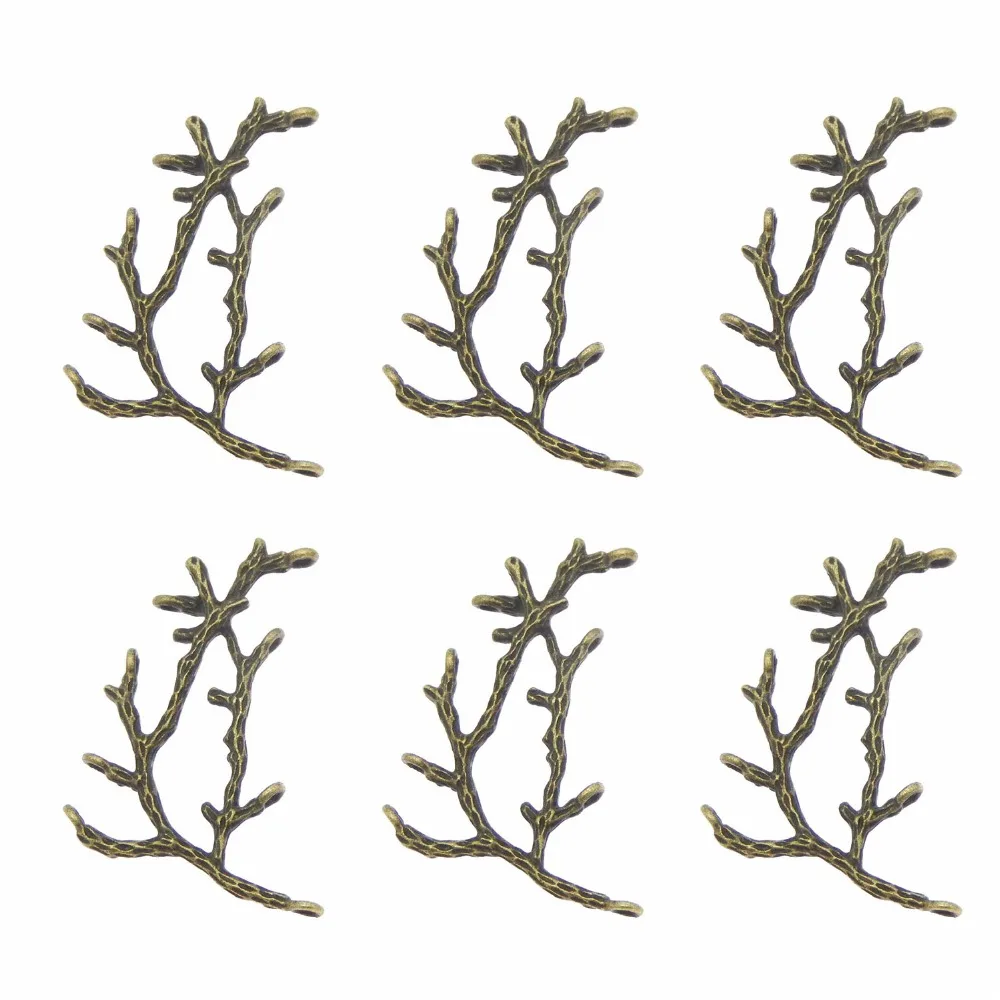 5PCS Antique Bronze Branches Charms Jewelry Making Necklace Pendant Handmade Crafts Accessory Hanging Connector Suspension