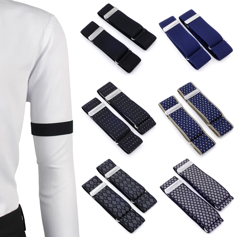 

Fashion 1 Pair Mens Shirt Adjustable Armband Sleeve Garter Bartender Cuff Holder Elastic Metal Arm Band Hold Up