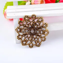 Free shipping-30Pcs Antique Bronze Filigree Flower Wraps Connectors Metal Crafts Decoration DIY Findings 4.7x4.7cm J0001