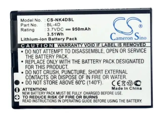 

cameron sino 950mah battery for BLU Hero 2 N4D110J for NGM Fred BL22 for NOKIA E5 E5-00 E7 E7-00 N8 N97 Mini T7 BL-4D