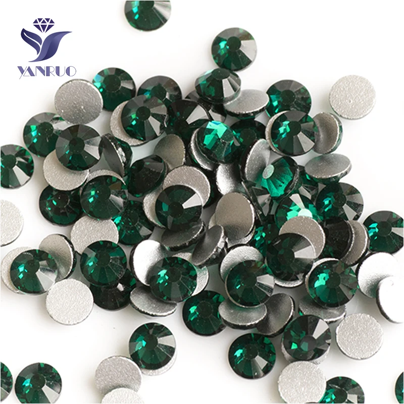 YANRUO 2058NoHF SS3-SS34 Emerald 3D Nail Art Decorations Strass Non Hotfix Stones And Crystals Flat Back Rhinestone