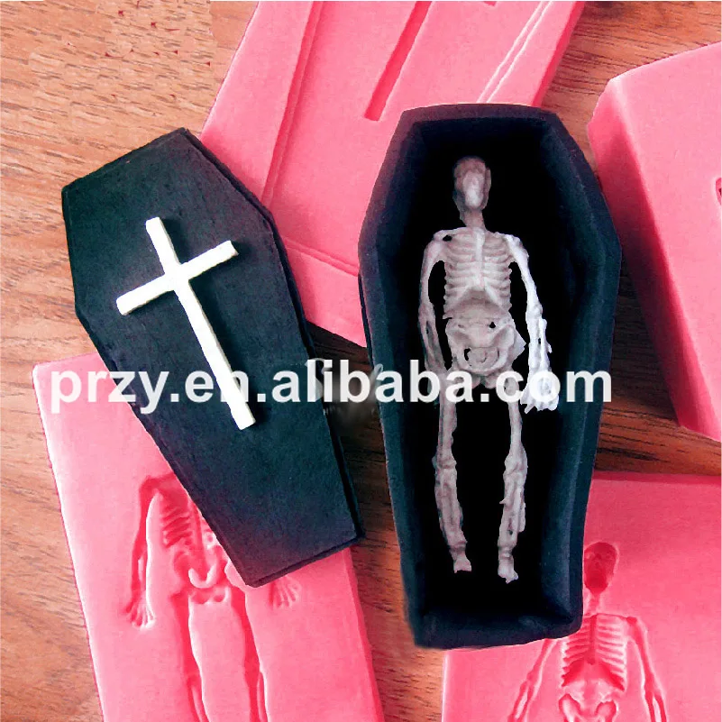 

Halloween 3D Skull coffin cross silicone fandont mold Silica gel moulds Chocolate molds candy mould silicone molds Halloween