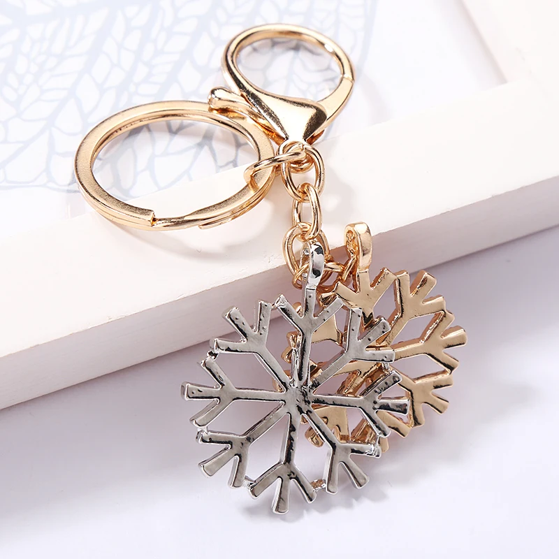 Creative jewelry key chain snowflake keychain ladies jewelry gift cute snowflake car pendant 2 colors