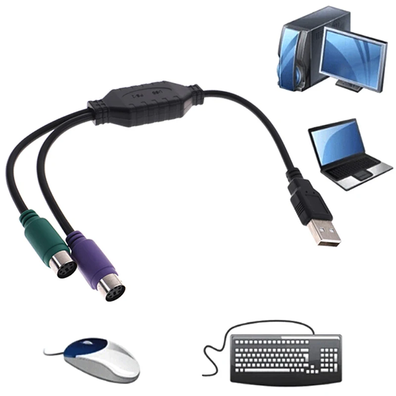 High Quality 31cm USB To PS/2 Cable Adapter Converter Mouse Keyboard Converter Adapter For PS2 Interface Connector