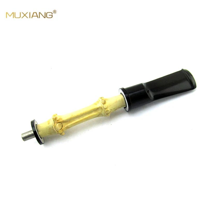 MUXIANG Bamboo Design Tobacco Pipe Specialized Acrylic Straight Saddle Mouthpiece China Style Smoking Pipe Accessories be0121