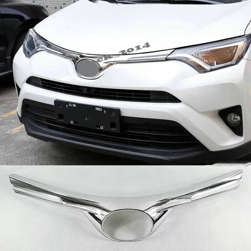 

Fit for Toyota RAV4 2016 2017 2018 Chrome Exterior Front Grille Grilles Cover Trim