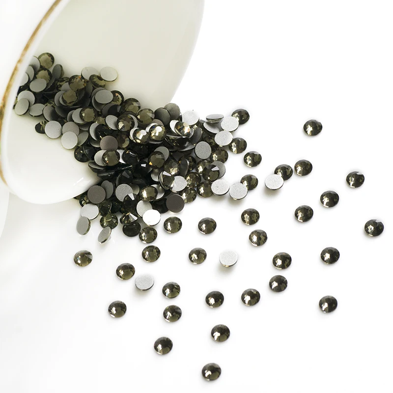 YANRUO 2028NoHF All Sizes Black Diamond Crystal Strass Flatback Nail Art Glue On Non Hotfix Rhinestones For Clothing