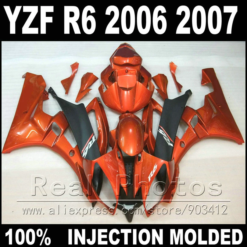 Free custom  plastic parts for YAMAHA R6 fairing kit 06 07 Injection molding marroon  matte black  2006 2007 YZF R6 fairings