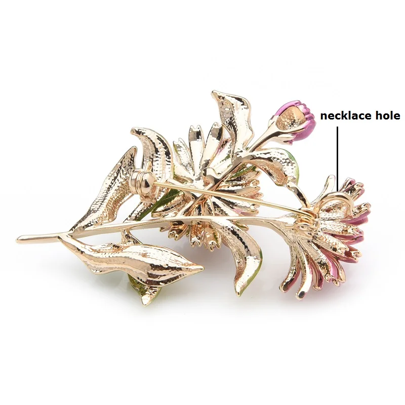 Wuli&baby Pink Daisy Bouquet Enamel Brooches Metal Flowers Weddings Banquet Brooch Pins For Women And Men