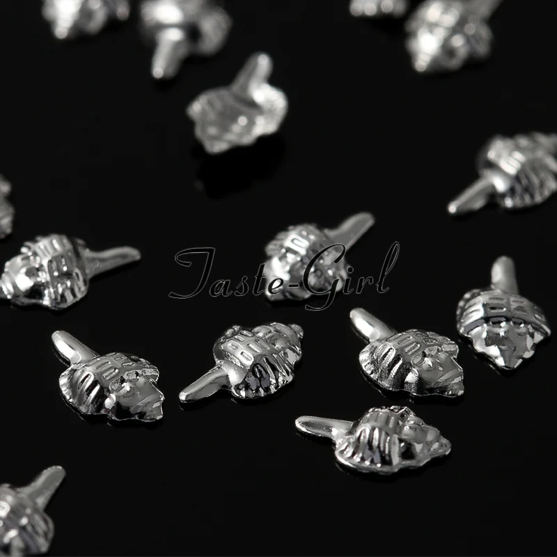 500PCS Ocean Seashell Starfish Feather 3d metal gold silver nail art decoration tips DIY Manicure Metallic Studs Rivets