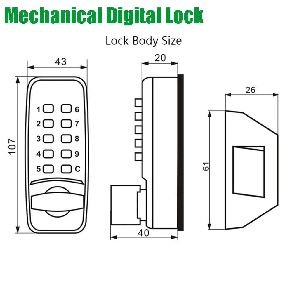 Mechanical Door Lock Keyless Deadbolt Digital Entry Door lock Zinc Alloy Wooden Door Gate Lock  Anti-Lock Anti-theft