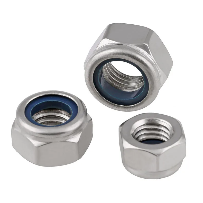 500pcs DIN985 M3 Hex Nylon Insert Lock Nuts 304 Stainless Steel A2-70 Nylon Self Locking Nut Slip Locknuts Rivnuts