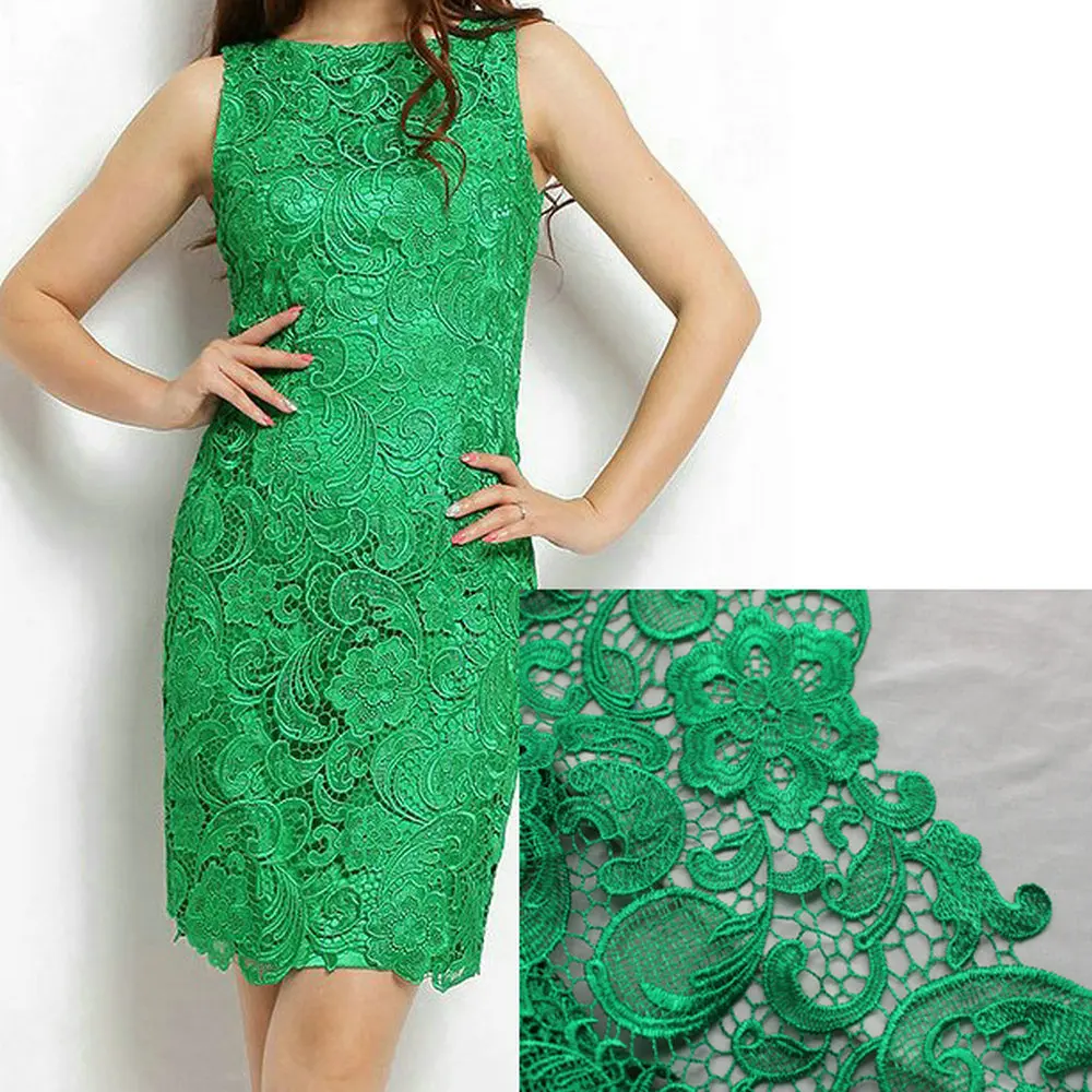 Green Water Soluble Three-Dimensional African Heavy Lace Fabrics For Wedding Lace