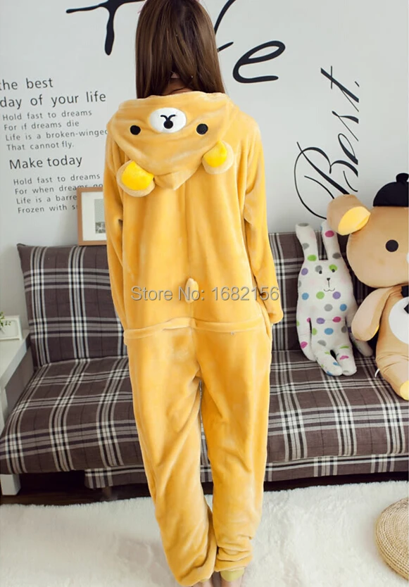 Kigurumi Anime Unisex Adult Rilakkuma Bear Onesies Children Pajamas Cosplay Costume For Halloween Carnival Masquerade Party