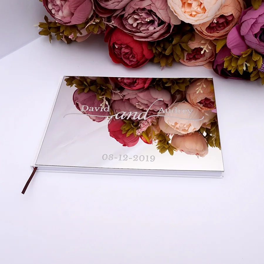 25x18cm Personalized Custom Wedding Signature Guestbook Acrylic Mirror White Blank Party Favors Photo Album