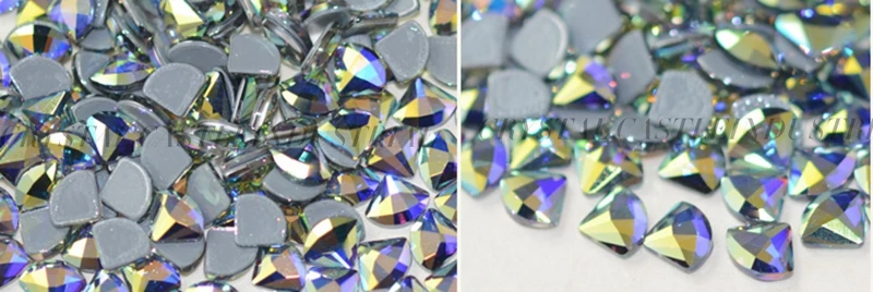 Crystal Castle Flatback Strass steine für Kleidung, 5A Best, Dreiecks form Hotfix Strass, AB Edelsteine Stein perlen, Kleber Glas Diamant – Detail 7