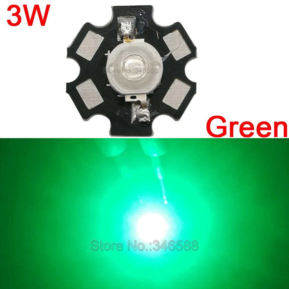 10PCS 3W Green High Power LED Lighting Emitter Bead Diode DC3.5-3.8V 700mA 100-130LM 520-530NM Epileds 45Mil Chip with 20mm PCB