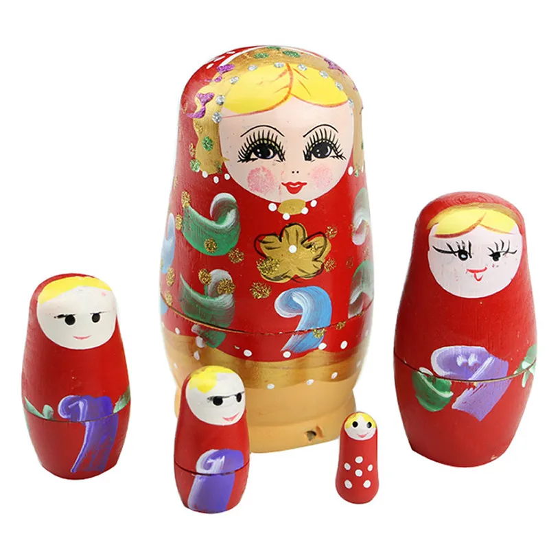 Exquisite 5 sztuk/zestaw lalki drewniane rosyjski gniazdowania babuszka Matryoshka ręcznie malowane prezent dla zabawka dla dzieci