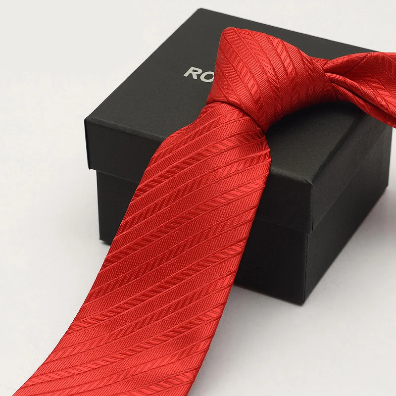 

High Quality Men's Red Striped standard 8cm Wide Tie Fashionable Shirt Accessory Business Banquet Hand Tie a Knot Necktie