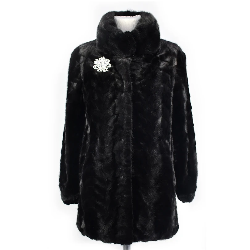 

Real Mink Fur Coat for Women, Monochrome Jacket, Natural Fur, Thick and Warm, Street Style, Office Lady, High Quality, New Fashi