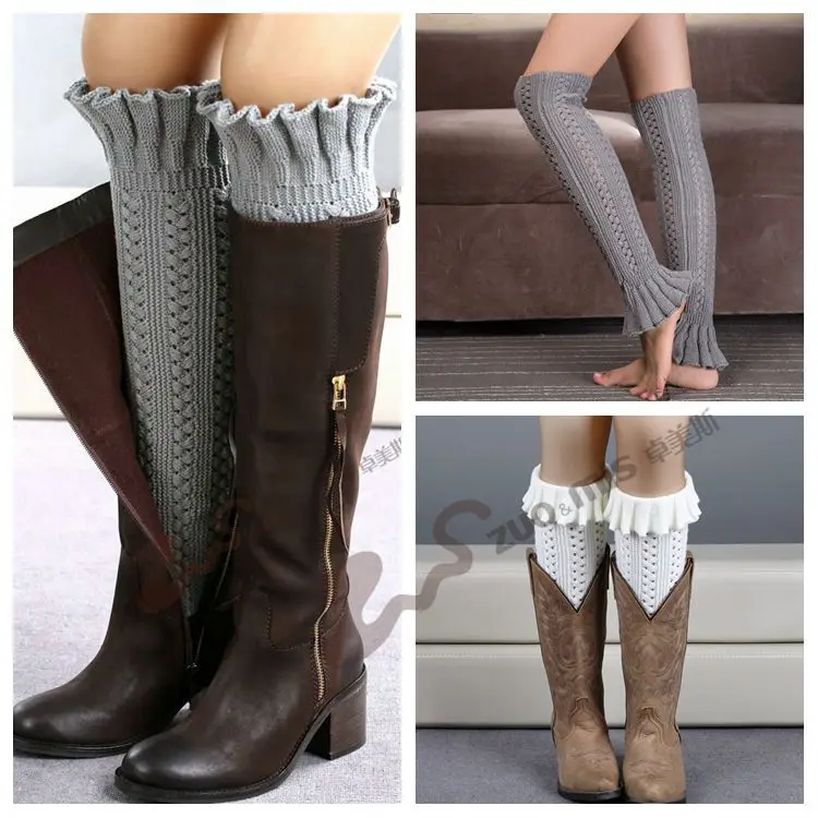 

46cm New Leg Cover Knitted Leg Cover Woolen Shoe Cover Flower Bract - Shaped Tieflinging Leg Warmers Wholesale 3pair/lot