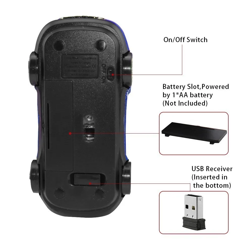 Wireless Computer Mouse Gamer Cool Super Car Shape Mice 1600DPI Optical Gaming Car Mause With USB Receiver For PC Laptop Office