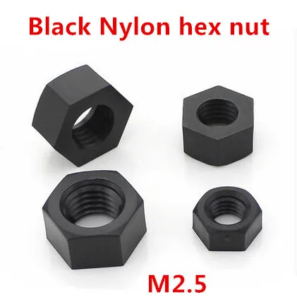 

1000pcs M2.5 Nylon Black Hex Nut Metric Machine Hexagon Nuts DIN934