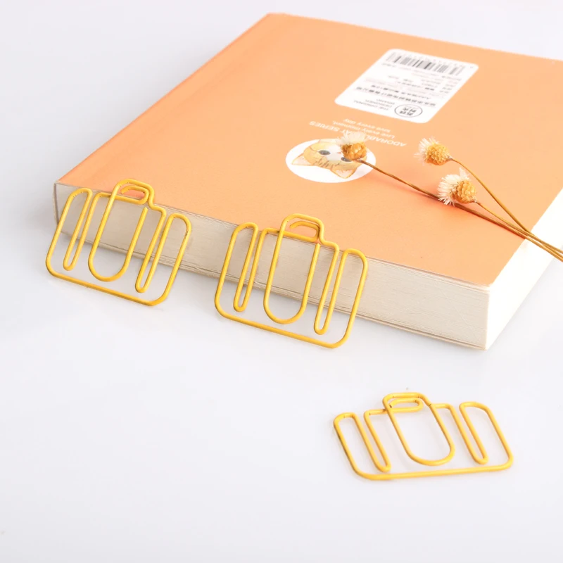 Special-shaped yellow camera Paper clip Shaping Bookmark Shool Stationary Office Clip Paperclips Metal Paper Clips yellow