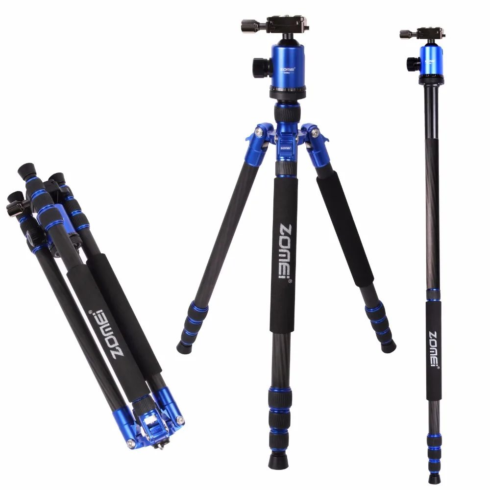 ZOMEi Z888C z-818c carbon fiber Portable Professional tripod monopod With Ball Head for DSLR camera tripod mount digital cameras