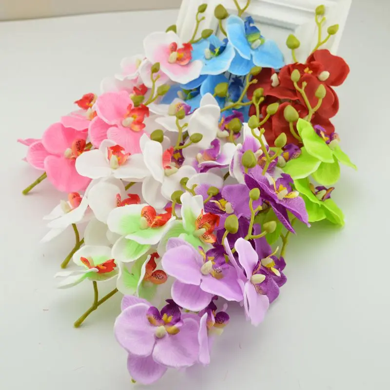 1PCS Artificial Flowers Moth Butterfly Orchid for New House Home Fake Plants Vase Christmas DIY Wedding Festival Decoration