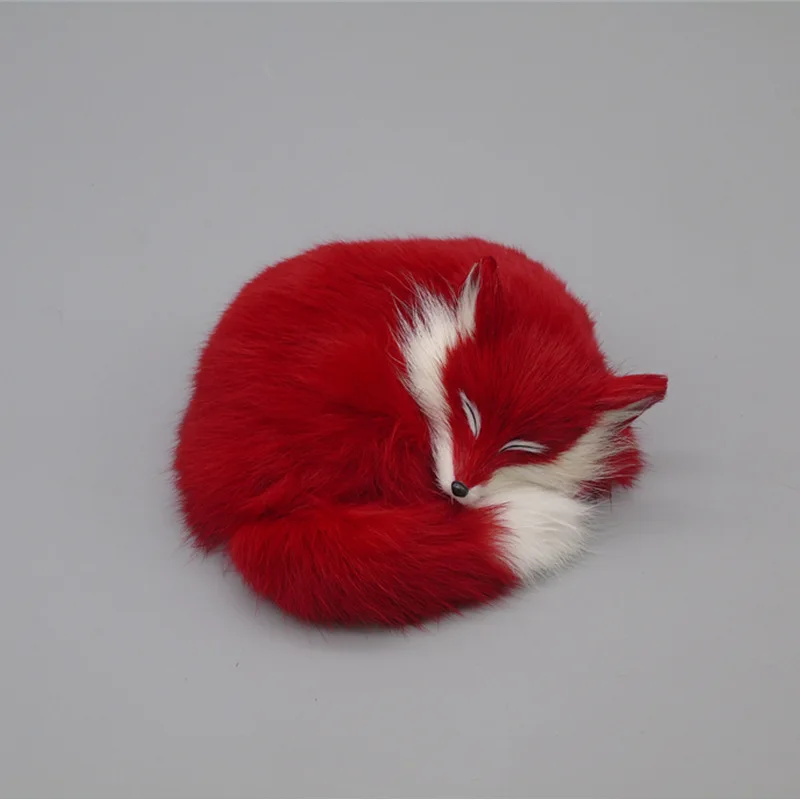 

simulation red fox polyethylene&fur sleeping fox about 14x13x5cm model prop handicraft home decoration gift b1721