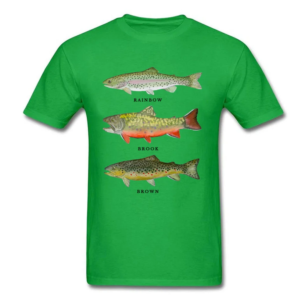 Fish Trout Triad Rainbow Grey O Neck T Shirts Summer/Autumn Tops & Tees Short Sleeve for Men High Quality All Cotton T Shirt