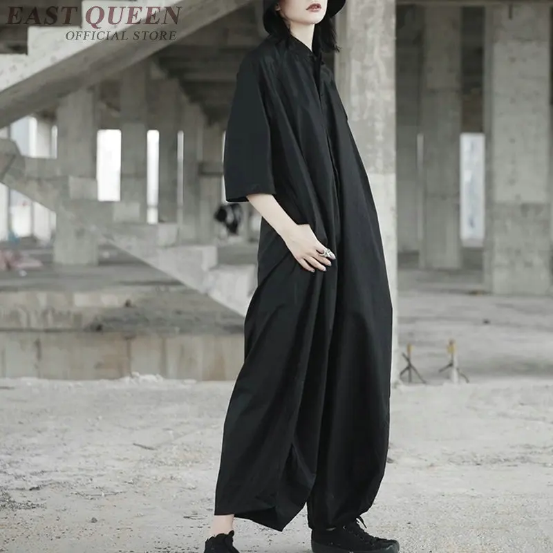 Mulheres rompers mulheres jumpsuit macacões soltos moda streetwear sólida poliéster combinar comprimento total com bolso DD483 F