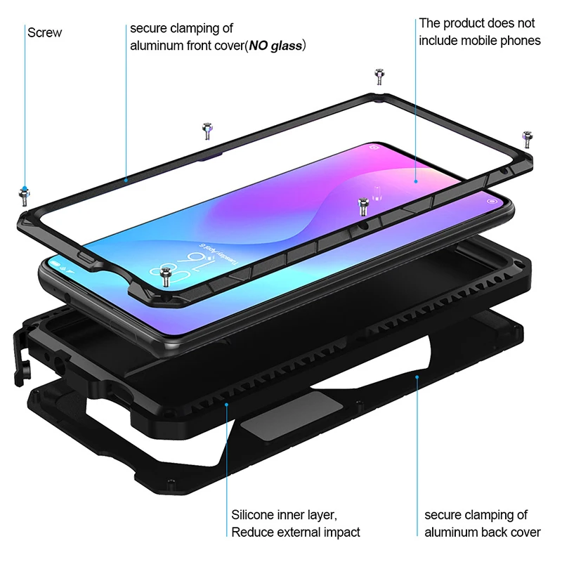 Imagem -03 - para Xiao mi mi mi t Case de Telefone Duro Alu Num Metal Heavy Duty Proteção Capa para Xiao mi Pro com o Dom de Vidro Temperado