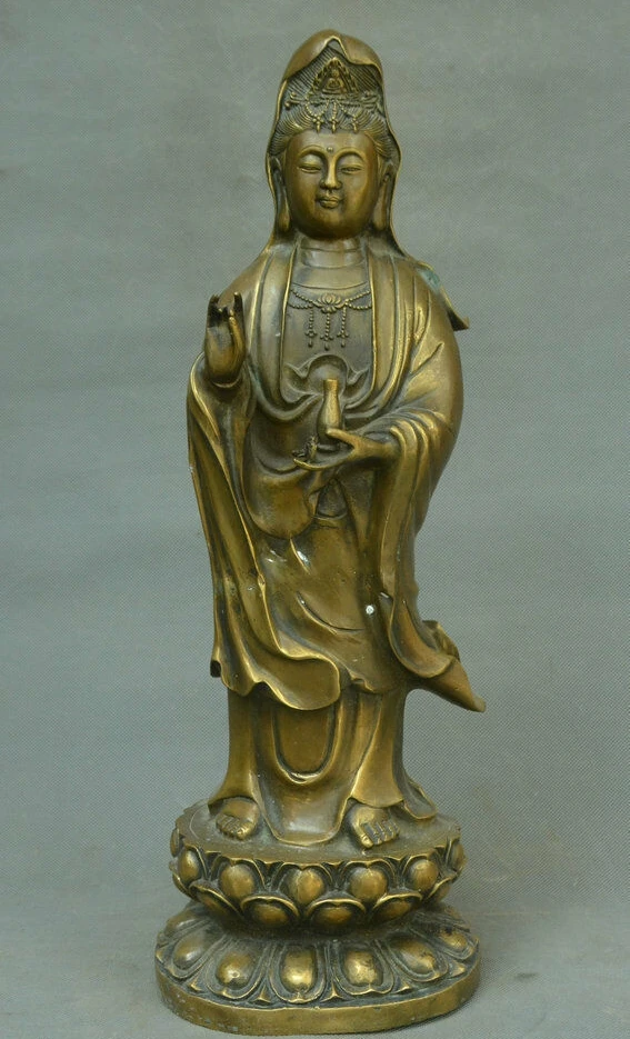 

Женский цветок лотоса Kwan-ваза Инь GuanYin боддхисаттва статуя бога