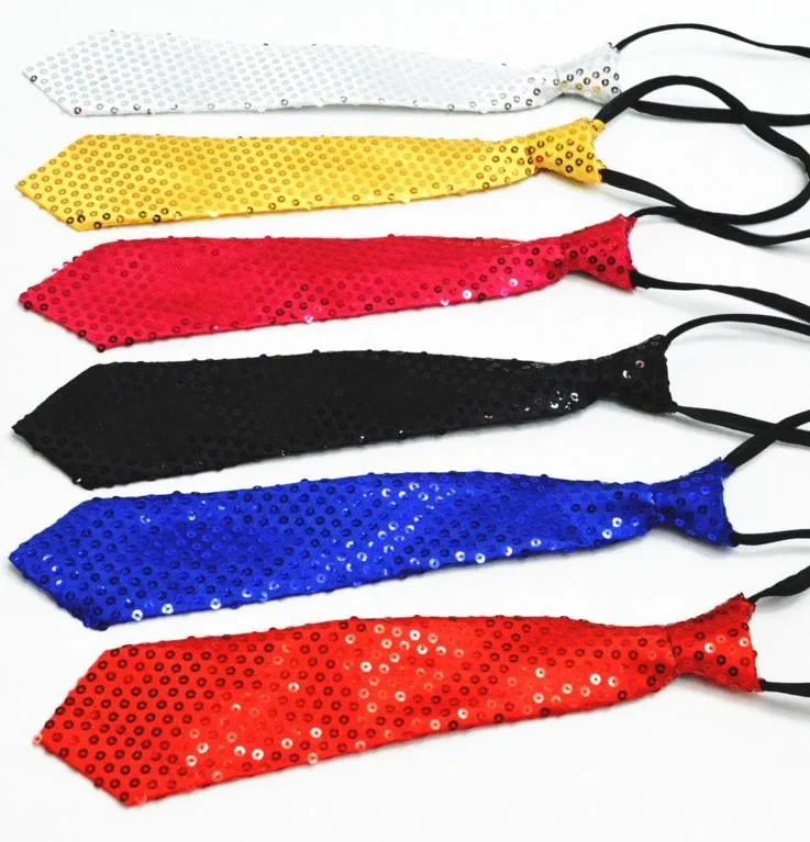 Sparkly Glitter Sequin Tie Adults Child Neckwear Fashion Disco Hen Party Stage Dance Necktie Fancy Dress Magic Show gifts