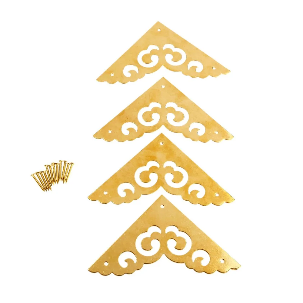 4Pcs 65mm Antique Jewelry Box Wood Case Decorative Feet Leg Corner Protector Brass Decorative Corner Bracket Furniture Hardware