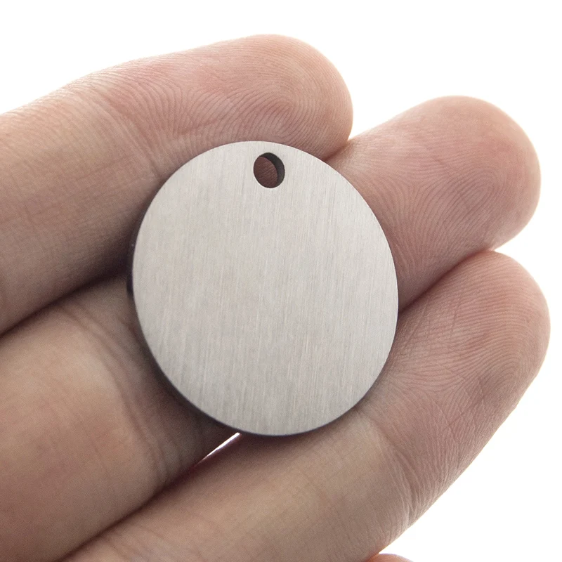 

Simsimi Matte Disc round inner loop pendant Stainless steel charms both sides brush polish blank tags wholesale 50pcs