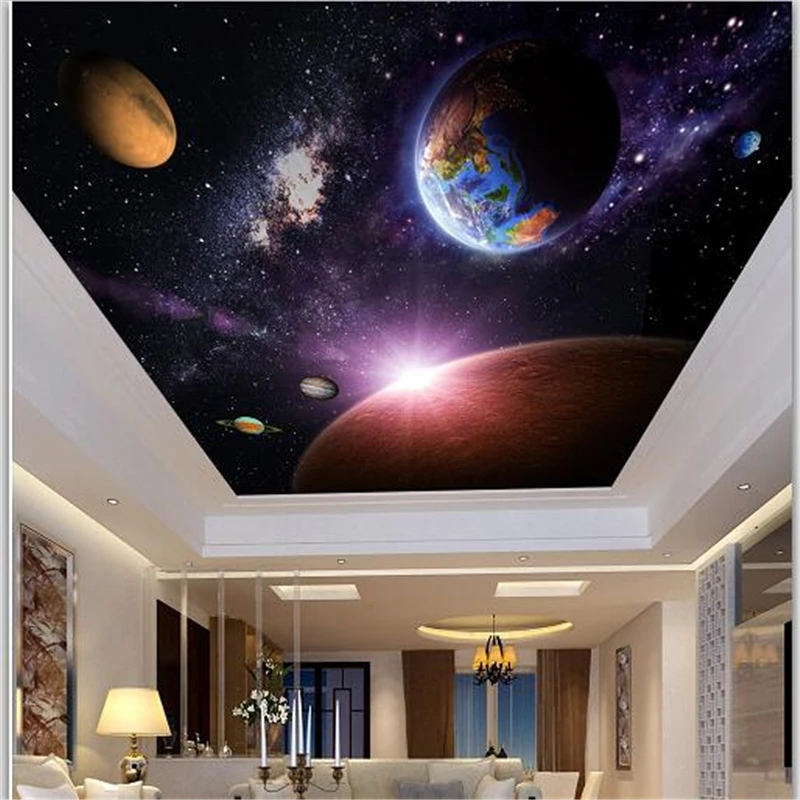 

wellyu Custom Large Wallpaper обои 3d mural Aesthetic Blue Sky Planet Living Room Bedroom 3D Ceiling Wall paper papel de parede