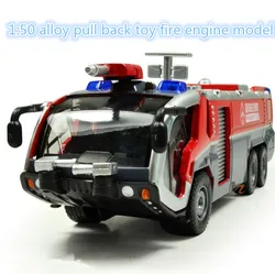 Hot sale car toy model ! 1:50 alloy pull back Sound and light toy fire engine model, Free shipping, Baby educational toys