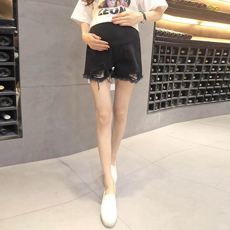 

2110-C-32-796Pregnant women denim shorts 2019 summer new maternity pants hole loose pregnant women jeans pregnancy shorts