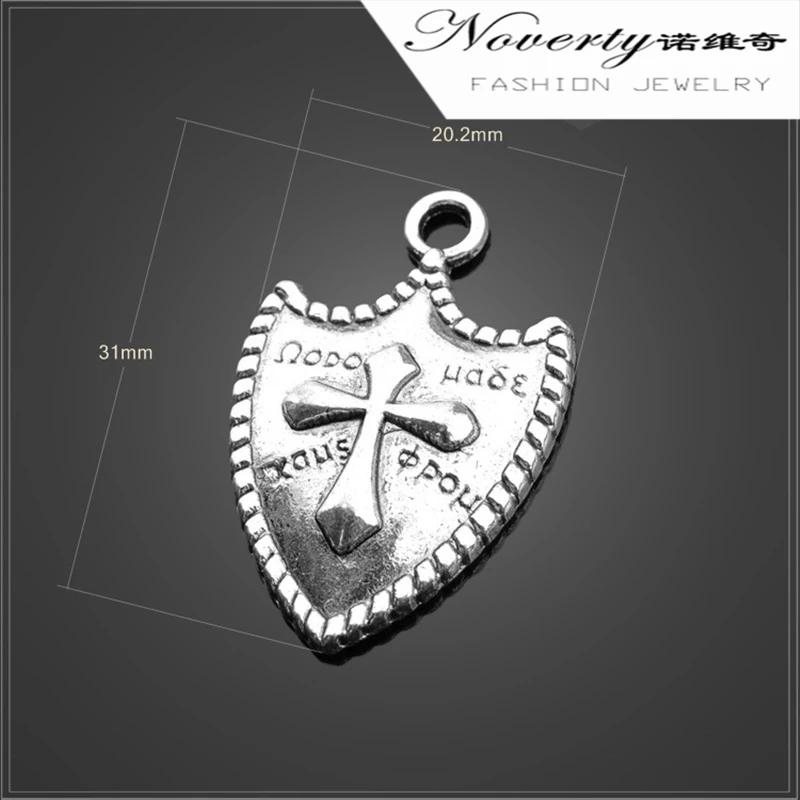 New 31*20mm 5pieces/bag Retro Zinc Alloy  Cross Roman Shield Charms Pendant for DIY Necklace Bracelet Jewelry Accessories