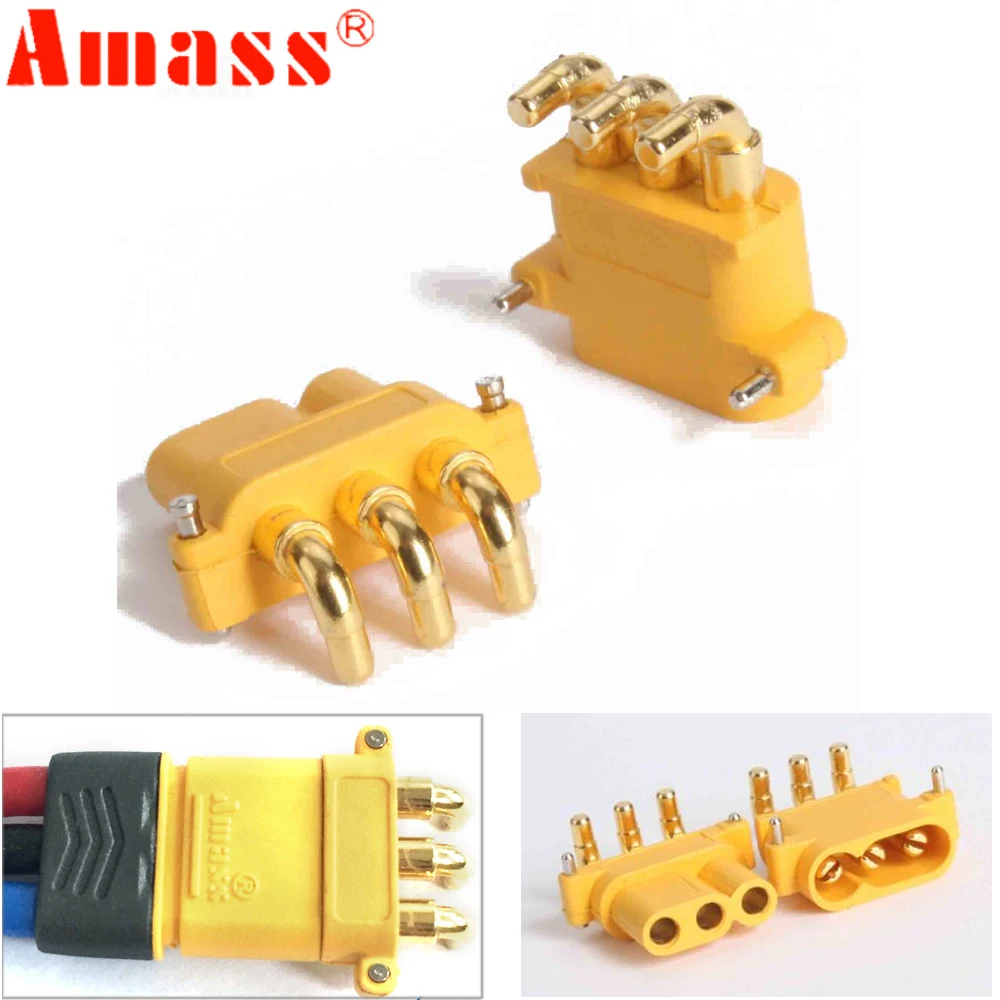 100 x AMASS MR30PW MR-30 PCB Three pin Male Female 2mm Bullet Connectors Plugs RC Lipo Battery (50 Pair )