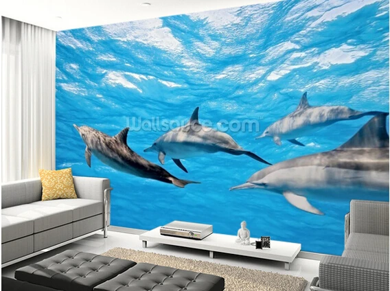 Custom wallpaper for children.Dolphin Pod,3D dolphin wallpaper mural for children's room living room kitchen wall PVC wallpaper